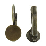 Messing Hebel Rückseiten Ohrring Komponente, antike Bronzefarbe plattiert, frei von Nickel, Blei & Kadmium, 8x20x13mm, Innendurchmesser:ca. 8mm, 200PaarePärchen/Tasche, verkauft von Tasche