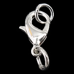 Brass Lobster Clasp, silver color plated, nickel, lead & cadmium free, 6x12x3mm, Hole:Approx 4mm, 500PCs/Bag, Sold By Bag