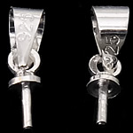 Brass Peg Bail, silver color plated, nickel, lead & cadmium free, 11mm, 3x7x1mm, Hole:Approx 3mm, 1000PCs/Bag, Sold By Bag