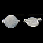 Brass Brooch Findings, Flat Round, silver color plated, nickel, lead & cadmium free, 15x20x0.50mm, 200PCs/Bag, Sold By Bag