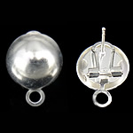 Brass, Dome, silver color plated, with loop, nickel, lead & cadmium free, 14x19mm, Hole:Approx 3mm, 100Pairs/Bag, Sold By Bag