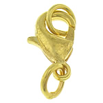 Brass Lobster Clasp, gold color plated, nickel, lead & cadmium free, 6x12x3mm, Hole:Approx 4mm, 500PCs/Bag, Sold By Bag