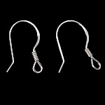 925 Sterling Silver Hook Earwire, 14.5x8.2x0.6mm, 19mm, Hole:Approx 1.5mm, 50Pairs/Lot, Sold By Lot