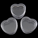 Smykker Perler Container, ABS plast, Heart, hvid, 32x30x6mm, 12pc'er/Box, Solgt af Box