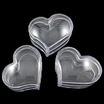 Smykker Perler Container, ABS plast, Heart, hvid, 32x28x19mm, 12pc'er/Bag, Solgt af Bag