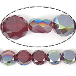 Imitation CRYSTALLIZED™ Element Crystal Beads, Flat Round, half-plated, imitation CRYSTALLIZED™ element crystal & machine faceted, ruby, 12x12x7mm, Hole:Approx 1.2mm, 300PCs/Lot, Sold By Lot
