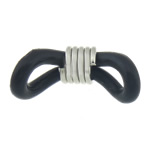 Glasses Holder, Rubber, with Iron, platinum color plated, black, 18x6x4.80mm, 1500PCs/Bag, Sold By Bag