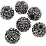 Harz Strass Perlen, Trommel, AB Farben platiniert, grau, 16x18mm, Bohrung:ca. 2.5mm, 100PCs/Tasche, verkauft von Tasche