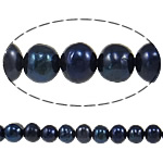 Barock kultivierten Süßwassersee Perlen, Natürliche kultivierte Süßwasserperlen, rund, schwarz, 6-7mm, Bohrung:ca. 0.8mm, verkauft per 14.5 ZollInch Strang
