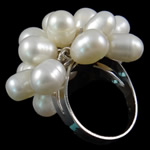 Pierścień z perłami słodkowodnymi, Perła naturalna słodkowodna, ze Mosiądz, Ryż, Naturalne, biały, 7-8mm, otwór:około 18.5mm, rozmiar:8.5, sprzedane przez PC