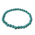 Bracelets turquoises de mode, turquoise synthétique, Rond, bleu, 12mm, Longueur:Environ 7 pouce, 30Strandstoron/lot, Vendu par lot