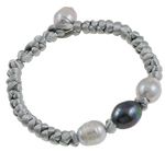 Bracelet en perles de culture d'eau douce, perle d'eau douce cultivée, avec corde en nylon, 10-12mm, Vendu par Environ 7.5 pouce brin