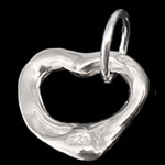 925 Sterling Silver Pendant, Heart, 9.50x8.50x2mm, Hole:Approx 4mm, 20PCs/Bag, Sold By Bag