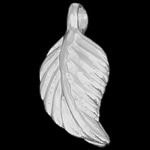 925 Sterling Silver siogairlín, Leaf, 5.50x12x2mm, Poll:Thart 1mm, 30ríomhairí pearsanta/Mála, Díolta De réir Mála