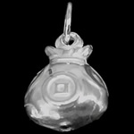 925 Sterling Silver Pendant, Money Bag, 8.50x12x5.50mm, Hole:Approx 3.5mm, 20PCs/Bag, Sold By Bag