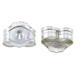 925 Sterling Silver Tension Ear Nut, 5.20x4.50x2.60mm, Hole:Approx 1mm, 50Pairs/Bag, Sold By Bag