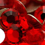 Crystal Cabochons, Dome, flat back & faceted, bright red, Grade A, 1.7-1.8mm, 10Grosses/Bag, 144PCs/Gross, Sold By Bag