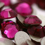 Crystal Cabochons, Dome, flat back & faceted, fuchsia, Grade A, 6.4-6.6mm, 2Grosses/Bag, 144PCs/Gross, Sold By Bag