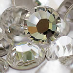 Crystal Cabochons, Dome, flat back & faceted, Crystal, Grade A, 1.3-1.4mm, 10Grosses/Bag, 144PCs/Gross, Sold By Bag