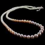Collar de Perlas Natural de Freshwater, Perlas cultivadas de agua dulce, latón cierre de langosta, Esférico, 3-7mm, Vendido para aproximado 16.5 Inch Sarta