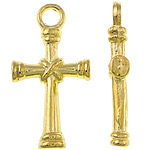 Tibetan Style Cross Pendants, gold color plated, nickel, lead & cadmium free, 11x21x3mm, Hole:Approx 2mm, Approx 1250PCs/KG, Sold By KG