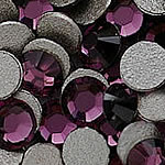Crystal Cabochons, Dome, flat back & faceted, Amethyst, Grade A, 1.9-2.1mm, 10Grosses/Bag, 144PCs/Gross, Sold By Bag