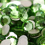 Crystal Cabochons, Dome, flat back & faceted, Light Emerald, Grade A, 6.4-6.6mm, 2Grosses/Bag, 144PCs/Gross, Sold By Bag
