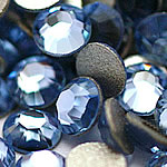 Crystal Cabochons Dome flat back & faceted Lt Sapphire Grade A 1.9-2.1mm  Sold By Bag