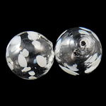 Puhani lampwork perle, Krug, ručno izrađen, šupalj, bijel, 12mm, Rupa:Približno 1-3mm, 50računala/Torba, Prodano By Torba