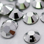 Crystal Cabochons, Dome, flat back & faceted, Silver Metallic, Grade A, 1.5-1.6mm, 10Grosses/Bag, 144PCs/Gross, Sold By Bag