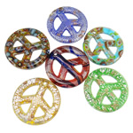 Fashion Lampwork Pendants Coin handmade silver foil mixed colors  Approx 3.5-4mm Sold By Box