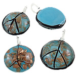 Fashion Lampwork Pendants Flat Round handmade gold foil mixed colors   Approx 6-8mm Sold By Box