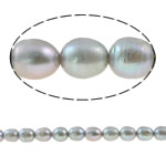 Cultured Rice Freshwater Pearl Beads, grey, Grade A, 10-11mm, Hole:Approx 0.8mm, Sold Per 14.5 Inch Strand