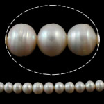 Barok ferskvandskulturperle Beads, Ferskvandsperle, Button, naturlig, hvid, 12-13mm, Hole:Ca. 0.8mm, Solgt Per 15.3 inch Strand