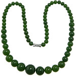 Natural Gemstone Necklace, Jade Quartzite, Tibetan Style screw clasp, Round, graduated beads, 6-14mm, Sold Per Approx 18 Inch Strand