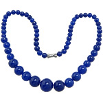 Natural Gemstone Necklace Jade White zinc alloy screw clasp Round 6-14mm Length 17 Inch Sold By Lot
