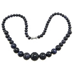 Natural Gemstone Necklace Blue Goldstone zinc alloy screw clasp Round 6-14mm Length 17 Inch Sold By Lot