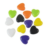 Acrylic, Heart, solid color, mixed colors, 13x13x5mm, Hole:Approx 2mm, Approx 830PCs/Bag, Sold By Bag