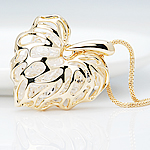 Цинковый сплав свитер цепи ожерелье, цинковый сплав, с Кристаллы, Сердце, плакирован золотом, не содержит никель, свинец, 35x45mm, Продан через 31.5 дюймовый Strand