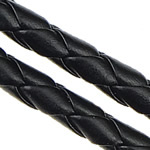 Leather Cord, PU Leather, woven, black, 5mm, Length:100 m, Sold By Lot