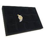 Watch Display, Velveteen, with Wood, Rectangle, black, 355x240x40mm, Sold By PC