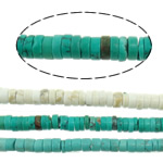 Perles turquoises, turquoise naturelle, rondelle, couleurs mélangées, 5-6x5-3mm, Trou:Environ 1mm, Longueur:Environ 16 pouce, 10Strandstoron/lot, Vendu par lot