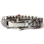 Survival Bracelets, 330 Paracord, Tibetan Style clasp, woven, grey, 23mm, Length:9 Inch, 5Strands/Bag, Sold By Bag