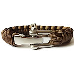 Survival Bracelets, 330 Paracord, Tibetan Style clasp, woven, coffee color, 23mm, Length:9 Inch, 5Strands/Bag, Sold By Bag