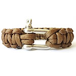 Survival Bracelets, 330 Paracord, Tibetan Style clasp, woven, coffee color, 23mm, Length:9 Inch, 5Strands/Bag, Sold By Bag