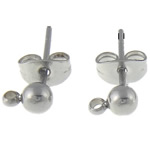 Stainless Steel Earring Stud Component, Round, with loop, original color, 15x4mm, 0.7mm, Hole:Approx 1.6mm, 200PCs/Bag, Sold By Bag