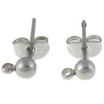 Stainless Steel Earring Stud Component, Round, with loop, original color, 16x5mm, 0.7mm, Hole:Approx 1.6mm, 200PCs/Bag, Sold By Bag
