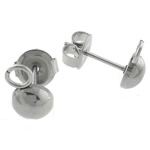 Stainless Steel Earring Stud Component, Dome, with loop, original color, 6x9.80x3mm, Hole:Approx 2.5mm, 100Pairs/Bag, Sold By Bag