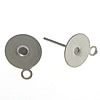 Stainless Steel Earring Stud Component with loop original color 8mm 0.7mm Approx 1.5mm Sold By Bag