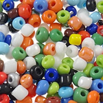 Lustered Glass Seed Beads, Round, solid color, mixed colors, 3x3.6mm, Hole:Approx 1.5mm, Approx 7500PCs/Bag, Sold By Bag